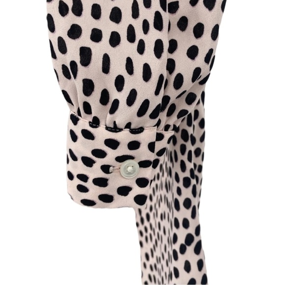 J. Crew Top Womens Extra Extra Small XXS Pink Long Sleeve Leopard Piping Keyhole - Picture 5 of 13
